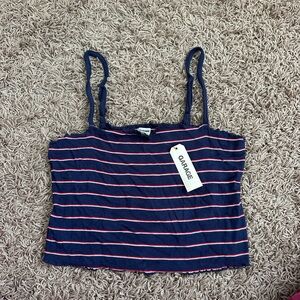 Garage Navy and Red Striped Top